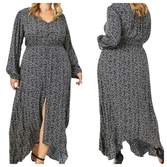NWT Hayden Los Angeles Blue Floral‎ Cottagecore Boho Maxi Dress -- 2XL - Picture 1 of 14